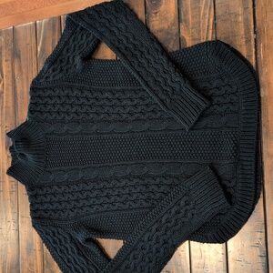 Theory Wool Cashmere Cable Knit Turtleneck Sweater